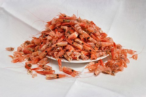 A heap of shrimp shells on a plate in Tuntorp 1