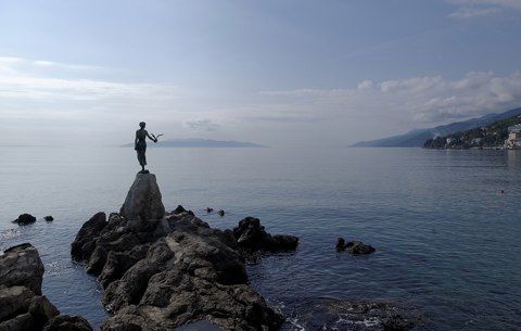 Croatia Opatija Maiden with the Seagull BW 2014 10 10 10 35 13