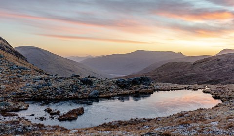 A small loch in the saddle between Beinn an Dothaidh and Beinn Dorain, Scotland 01