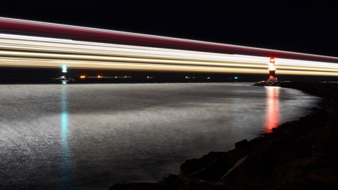 Ferry light trail, Rostock