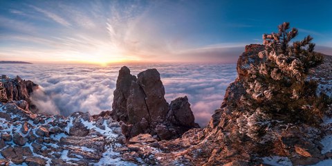 Crimea, Ai Petri, low clouds
