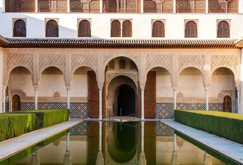 Patio de los Arrayanes detail Alhambra Granada Spain